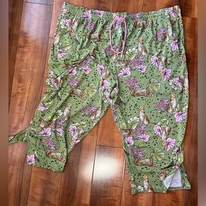 Cuddl Duds 3X Tropical Cheetah Print Lounge Pajama Pants Pockets Comfort Lounge